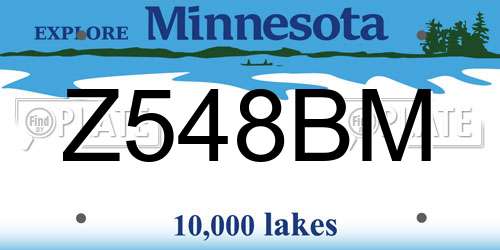 Z548BM Minnesota License Plate