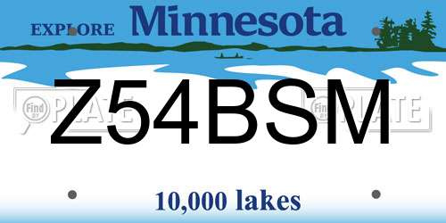 Z54BSM Minnesota License Plate