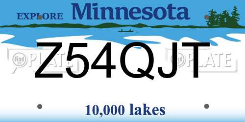 Z54QJT Minnesota License Plate