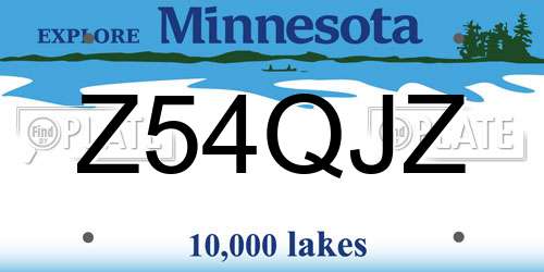 Z54QJZ Minnesota License Plate