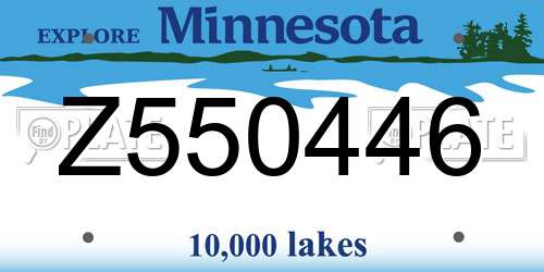 Z550446 Minnesota License Plate