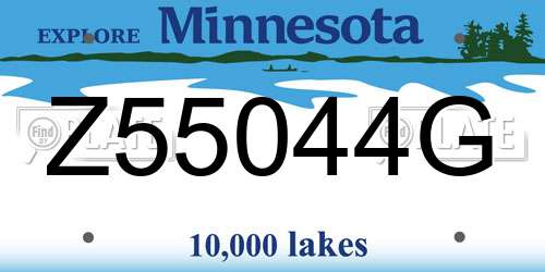 Z55044G Minnesota License Plate