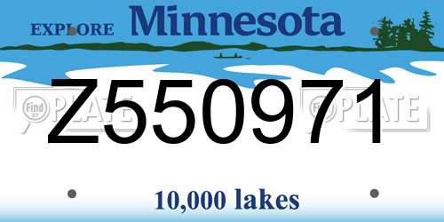 Z550971 Minnesota License Plate
