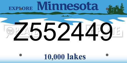 Z552449 Minnesota License Plate