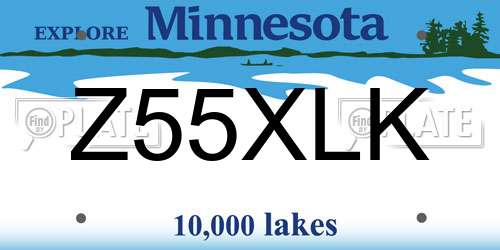 Z55XLK Minnesota License Plate