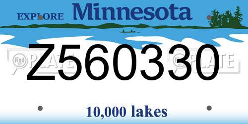 Z560330 Minnesota License Plate