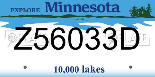 Z56033D Minnesota License Plate