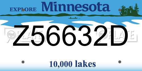Z56632D Minnesota License Plate