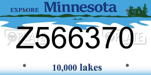 Z566370 Minnesota License Plate