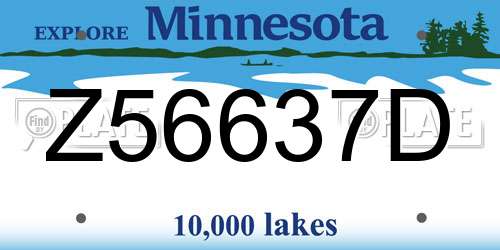 Z56637D Minnesota License Plate