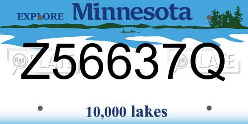 Z56637Q Minnesota License Plate