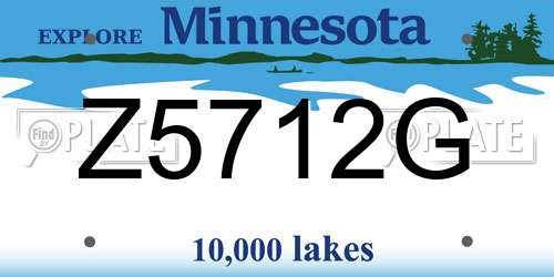 Z5712G Minnesota License Plate