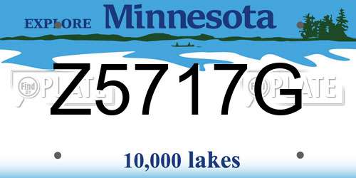 Z5717G Minnesota License Plate