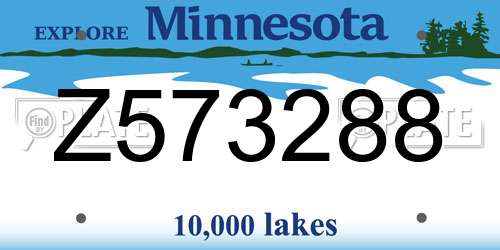 Z573288 Minnesota License Plate