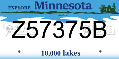 Z57375B Minnesota License Plate