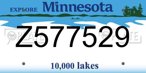 Z577529 Minnesota License Plate