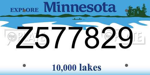 Z577829 Minnesota License Plate