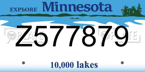 Z577879 Minnesota License Plate