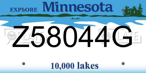 Z58044G Minnesota License Plate