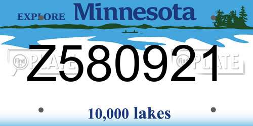 Z580921 Minnesota License Plate