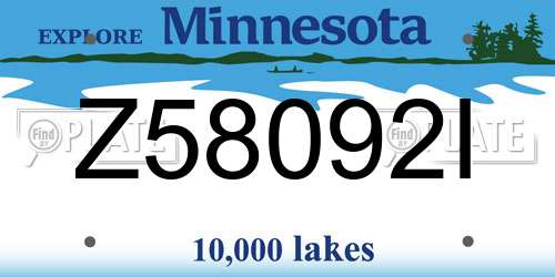 Z58092I Minnesota License Plate