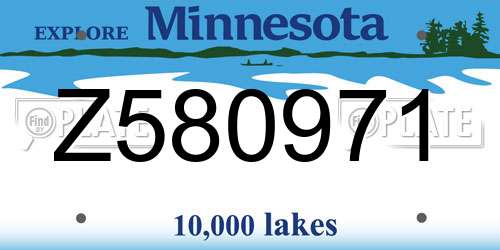 Z580971 Minnesota License Plate