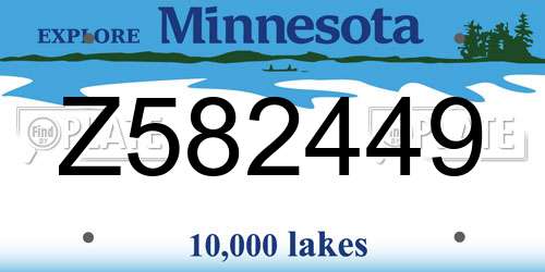 Z582449 Minnesota License Plate