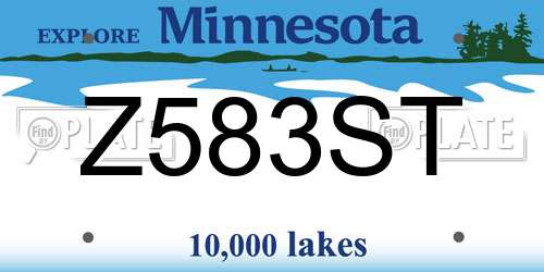 Z583ST Minnesota License Plate
