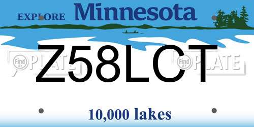 Z58LCT Minnesota License Plate
