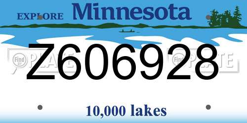 Z606928 Minnesota License Plate