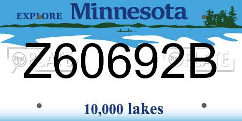 Z60692B Minnesota License Plate