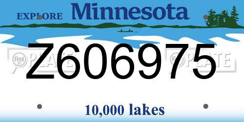 Z606975 Minnesota License Plate