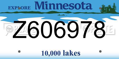 Z606978 Minnesota License Plate