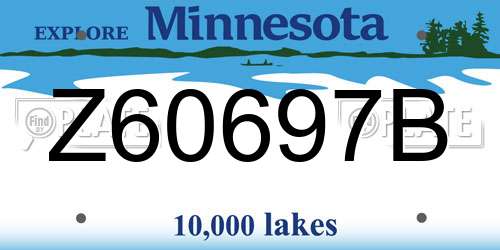 Z60697B Minnesota License Plate