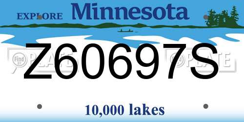 Z60697S Minnesota License Plate