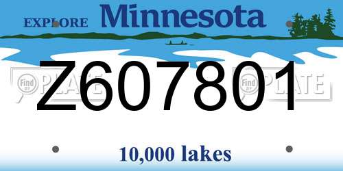 Z607801 Minnesota License Plate
