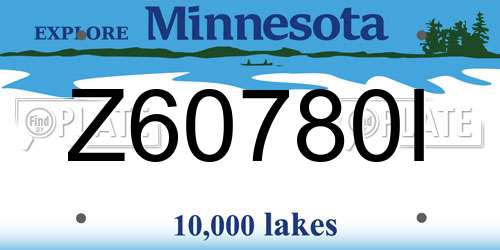 Z60780I Minnesota License Plate
