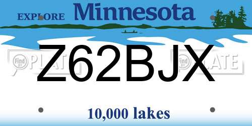 Z62BJX Minnesota License Plate
