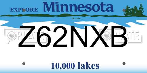 Z62NXB Minnesota License Plate