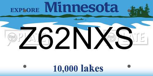 Z62NXS Minnesota License Plate
