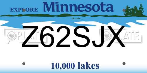 Z62SJX Minnesota License Plate