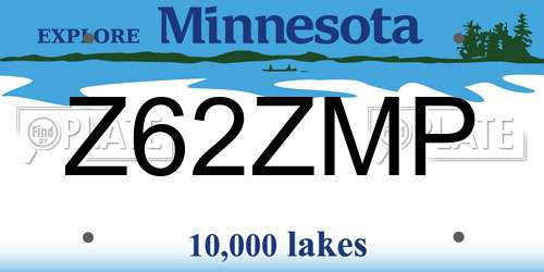 Z62ZMP Minnesota License Plate
