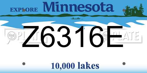 Z6316E Minnesota License Plate