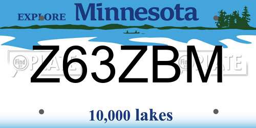 Z63ZBM Minnesota License Plate