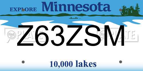 Z63ZSM Minnesota License Plate