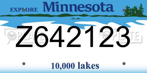 Z642123 Minnesota License Plate
