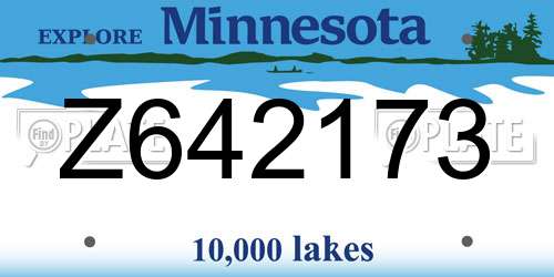 Z642173 Minnesota License Plate