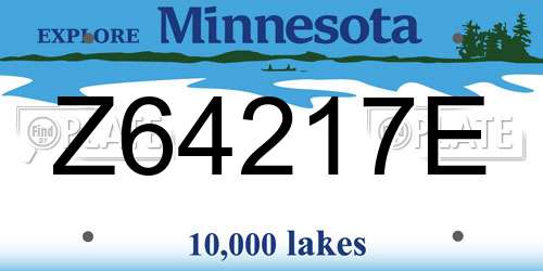 Z64217E Minnesota License Plate