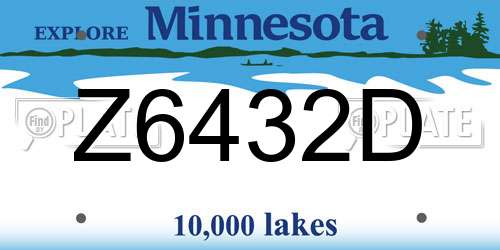 Z6432D Minnesota License Plate