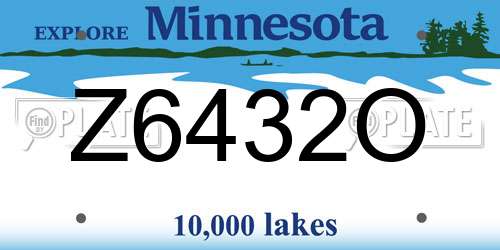 Z6432O Minnesota License Plate